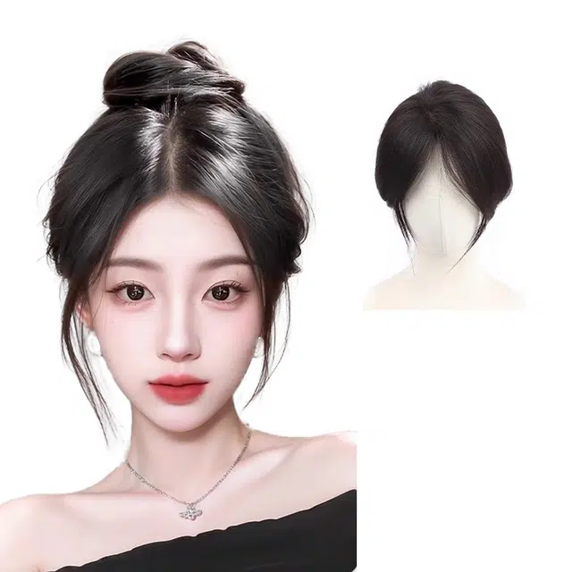 晚晚风 隐形刘海假发女片 头顶蓬松全真发高颅顶遮白发自然轻薄补发片