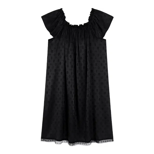 莫代尔 休闲简约甜美短袖宽松百搭带胸垫防凸点舒适柔软细腻可外穿夏季睡裙 女款 黑色