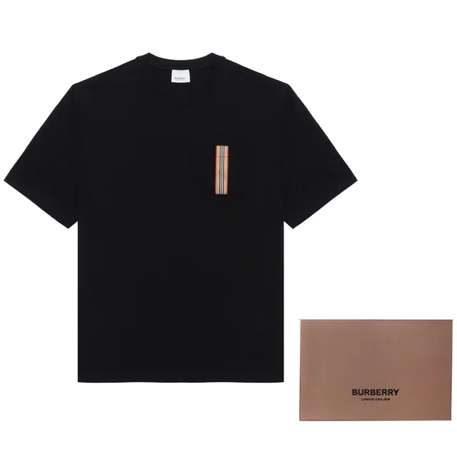 Burberry SS24 Striped Applique Crewneck T-Shirt Black
