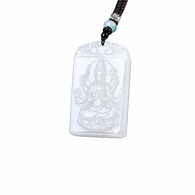 舒杰 新中式民族风千手观音 和田玉项链 白玉 男女同款情侣款