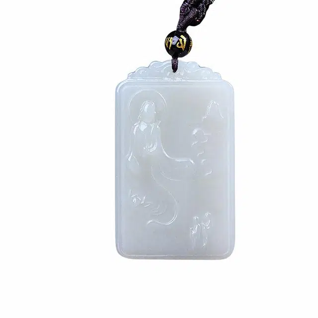 舒杰 经典国风禅意悟道玉佩 和田玉项链 白玉 男女同款情侣款