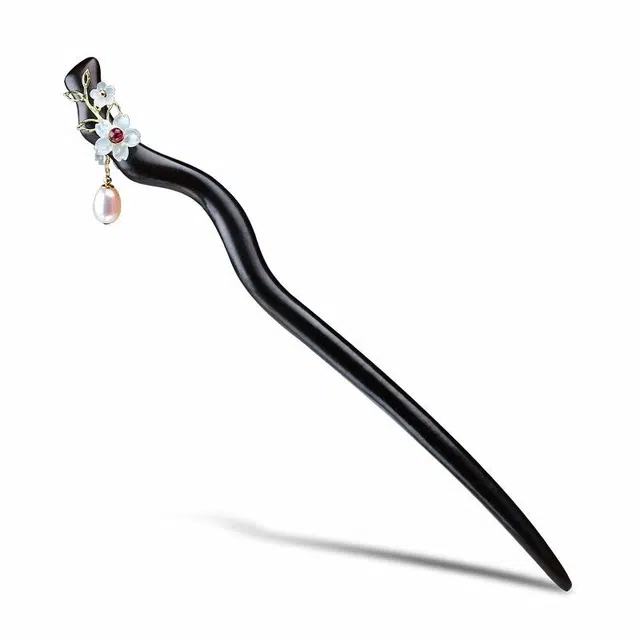 凤凰涅磐 十二月花神 花语 新中式国风步摇流苏 汉服旗袍 木簪发簪 黑檀木 发簪 女款 黑檀 礼盒