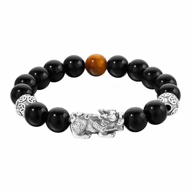 周百福 新中式招财纳福国潮复古风 时尚高级礼盒#好运 黑曜石 手串 男女同款情侣款