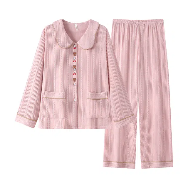 莫代尔 甜美可爱清新百搭舒适套头轻盈透气时尚柔软亲肤细腻长袖长裤可外穿睡衣套装 女款