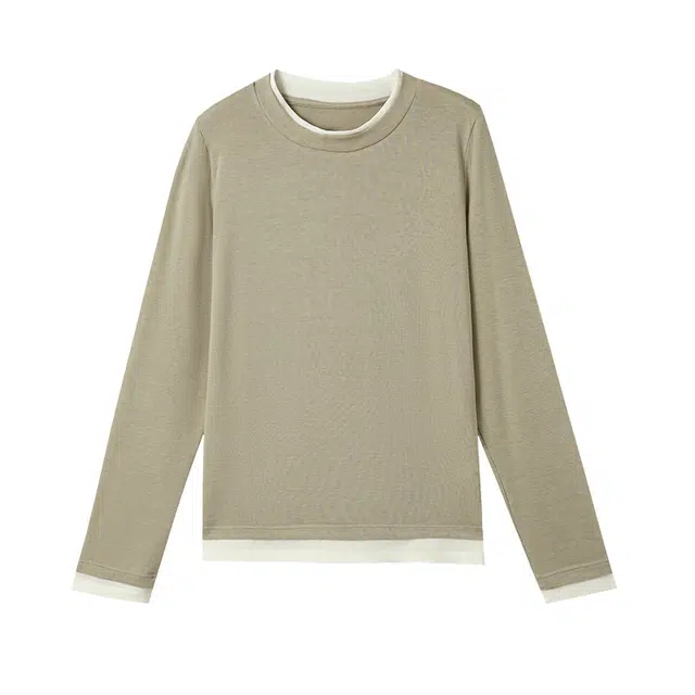 怡吾色 圆领内搭简约休闲长袖睡衣上装 女款