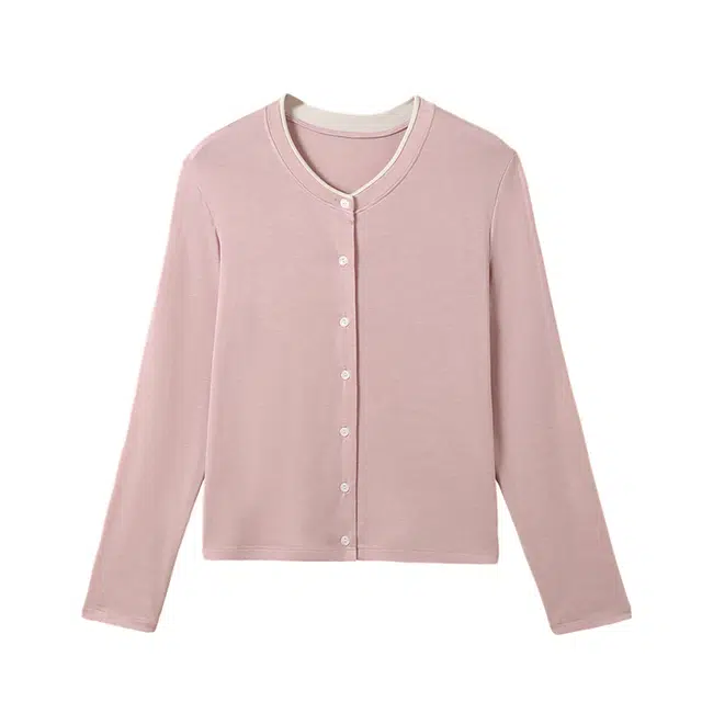 怡吾色 柔软舒适开衫外穿长袖圆领睡衣上装 女款