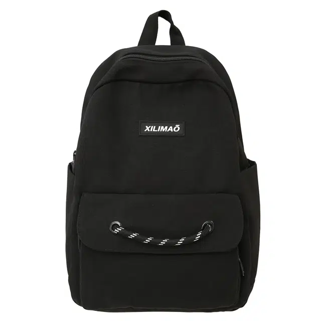 行途 韩版简约纯色旅行背包多功能中学生书包个性百搭 尼龙 双肩包 男女同款情侣款 黑色/白色/卡其色/红色