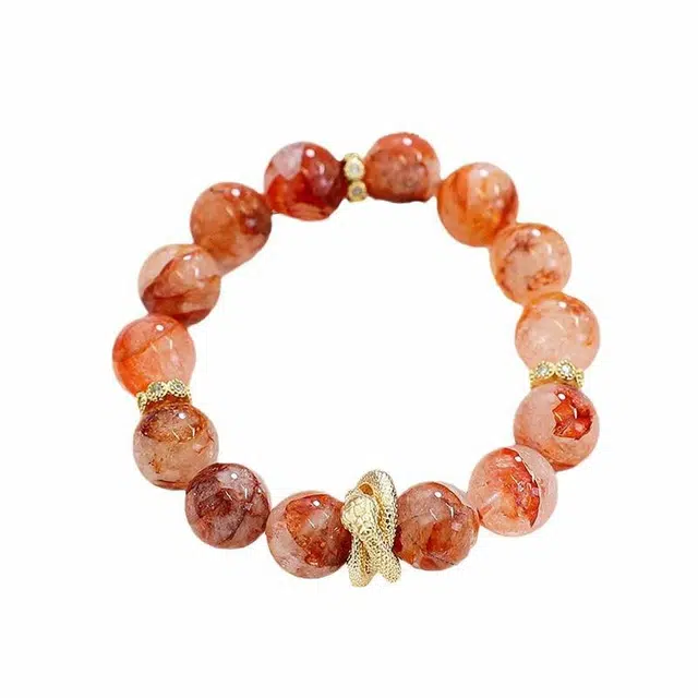 龙弗 【能量之火】血色缠绕灵蛇护佑永恒守护新中式红胶花蛇绕福运单圈时尚蛇缠绕小众高级感设计 水晶 手串 女款