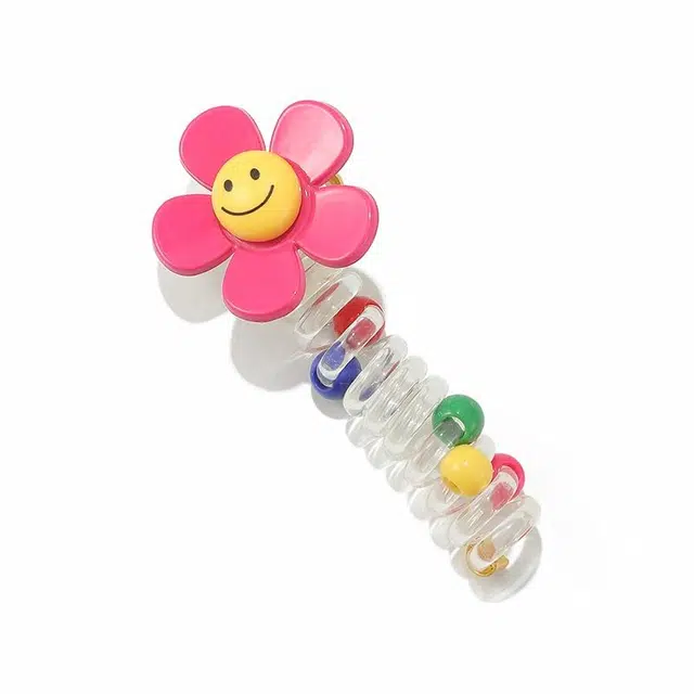 如花梦 卡通泡泡编发神器马尾辫子 电话线高弹力不伤发多巴胺 亚克力 发圈 女款