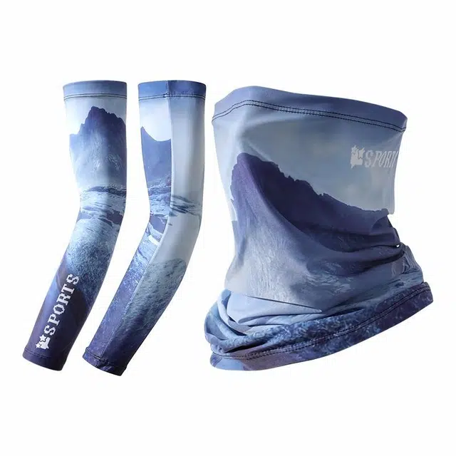 【冰感爽肤】 南极人 骑行口罩全脸防紫外线遮脖子脸罩冰袖两件套遮手臂袖套跑步护臂夏季开车骑车钓鱼户外运动遮阳 透气 防晒面罩 男款