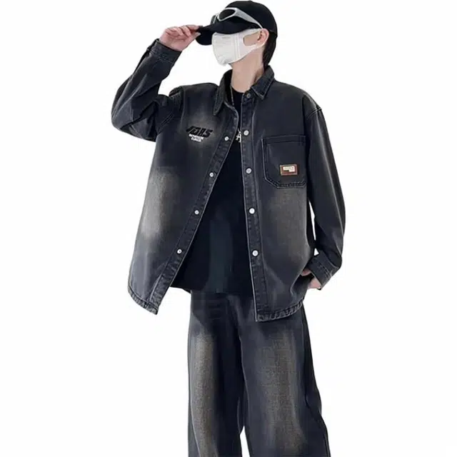 雅鹿 美式嘻哈日系复古基础款简约高级设计感工装大口袋水洗做旧休闲高街学院风百搭宽松翻领港风夹克外套 男女同款