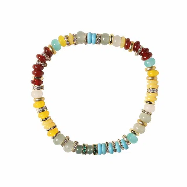 岁月静好 多巴胺彩虹糖甜美阳光个性时尚复古友谊地久天长 海边穿搭点缀百搭 福气满满#好运 琉璃 手串 男女同款情侣款