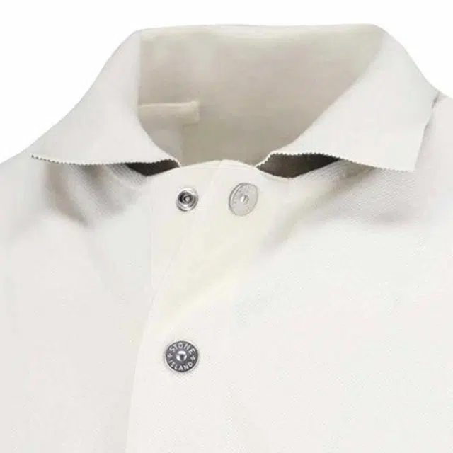 Stone Island Letter Button Polo Shirt White