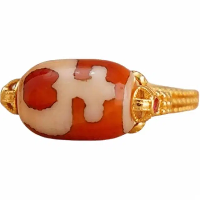 布达拉宫 红肉宝瓶天珠 玛瑙 戒指 男女同款情侣款