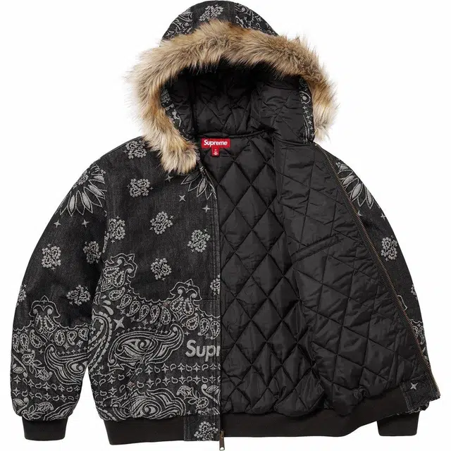 Supreme SS25 Bandana Jacquard Denim Hooded Work Jacket