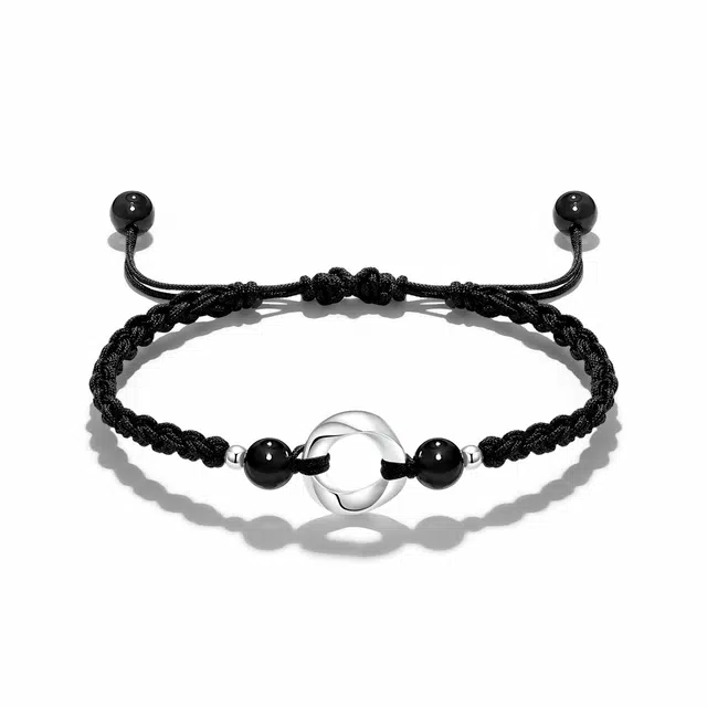 零误差 足银莫比乌斯平安扣 新中式国潮吉祥如意 招财纳福复古感手工编织绳 纯银 手绳 男女同款情侣款