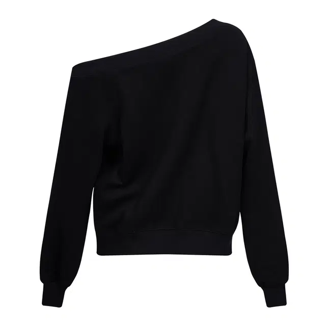 花蔓色 美式辣妹宽松设计感多样露肩长袖上衣卫衣 女款