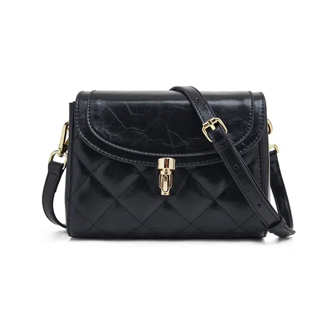 老人头 休闲百搭高级感通勤潮流 合成革 单肩包斜挎包 常规 女款 黑色/白色