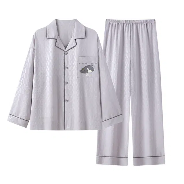 俏霓桐 简约时尚卡通可爱舒适家居服可外穿睡衣套装 男款 图色