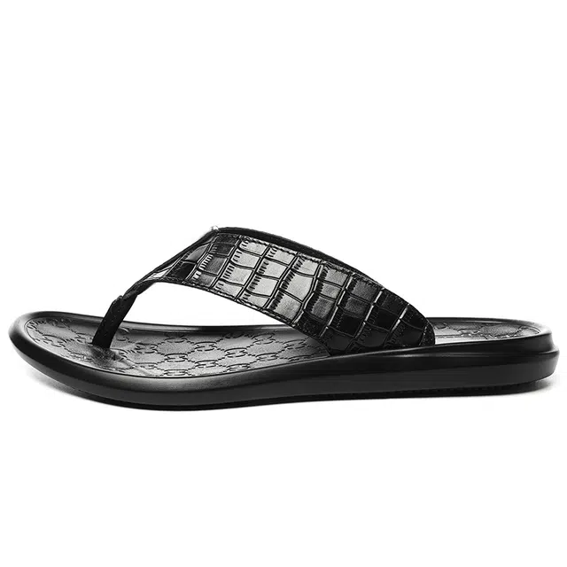 酷丁 经典百搭 舒适柔软耐折 防磨防滑人字拖鞋 男款 黑色