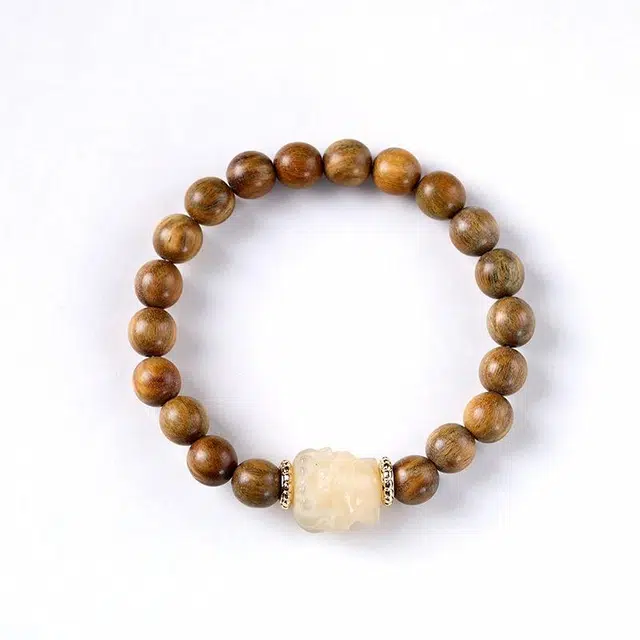 京华录 新中式小众国风文玩 考研上岸精品佛珠单圈 转运 简约文艺福瑞吉祥#好运 绿檀 手串 男女同款情侣款