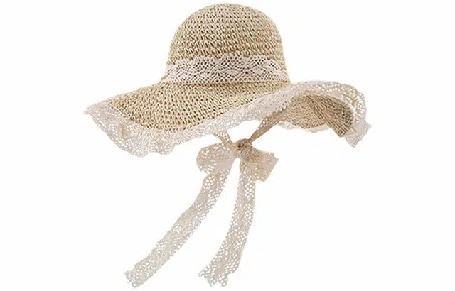 优幽兰 韩版百搭夏天防紫外线法式甜美高级感海边度假小众设计感蕾丝沙滩太阳帽遮阳帽 纤维素材料 防晒帽 女款