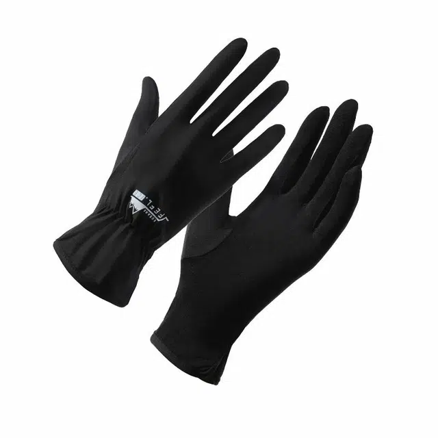 南极人 防紫外线夏季开车学车骑行户外运动跑步登山遮阳网眼透气薄款露二指触屏 聚酯纤维 防晒手套 女款