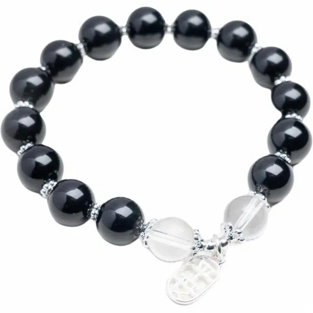 仙源 平安牌 新中式国风国潮 经典大气个性独特小众设计 黑曜石 手串 男女同款情侣款