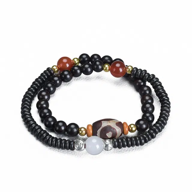 京华录 新中式 国潮民族风 双圈叠戴串珠 古风禅意 复古纳福#好运 黑檀 手串 男女同款情侣款