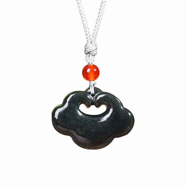 舒杰 小众百搭款如意锁 手工编织绳设计 和田玉项链 青玉 男女同款情侣款