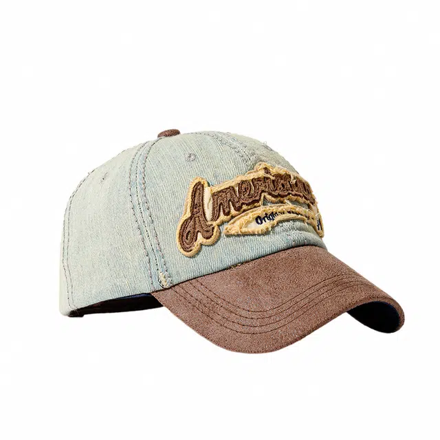 钓鱼熊 复古做旧软顶字母 街头韩版 大头围显脸小遮阳 棉 鸭舌帽 女款