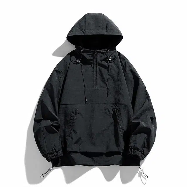 雅鹿  连帽休闲登山纯色  防风透气冲锋衣 男款