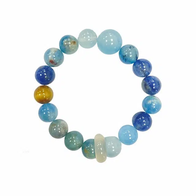 龙弗 【海洋之石】好运饰品平静心灵缓解压力沟通之石能量净化能量守护宁静治愈设计感百搭平衡情绪增进人际关系 蓝水晶 手串 女款