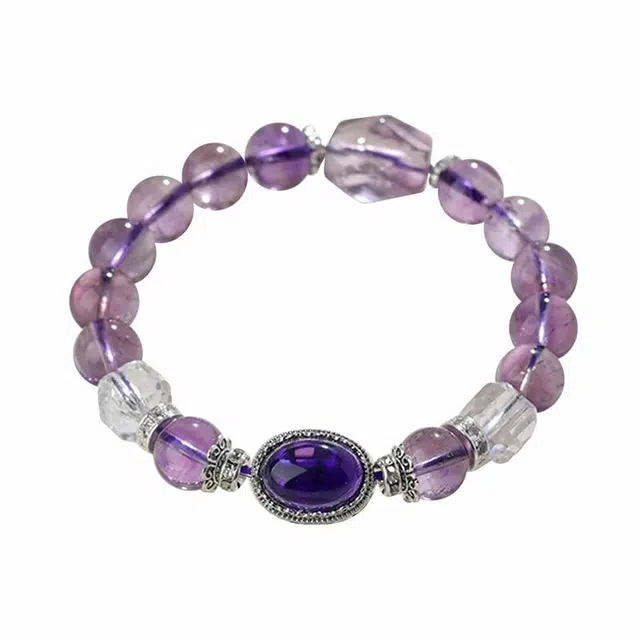 周百福 紫塔晶紫晶魔盒 国潮新中式 梦幻紫九紫离火 时来运转 事业学业顺利上岸 能量磁场 好运 水晶 手串 男女同款情侣款