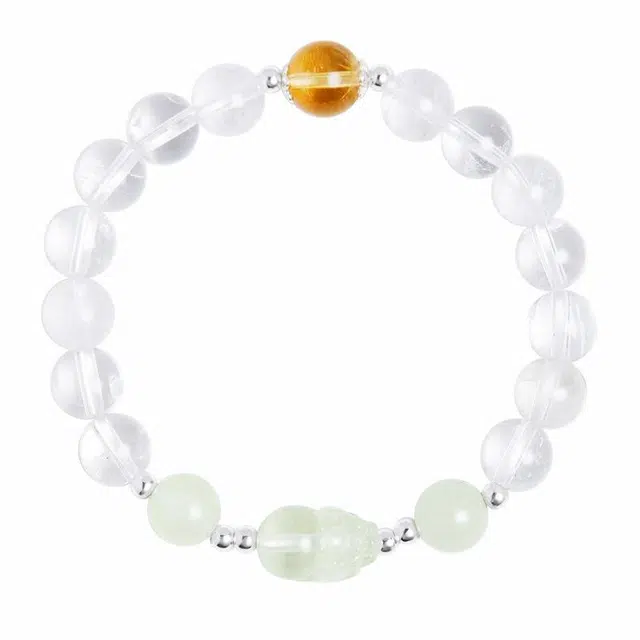 【招财进宝 八方来财】 秦福炫 吉瑞貔貅吞金兽添财 轻奢小众设计精致高级感转运珠 诸事顺利 好运 白水晶 手串 女款