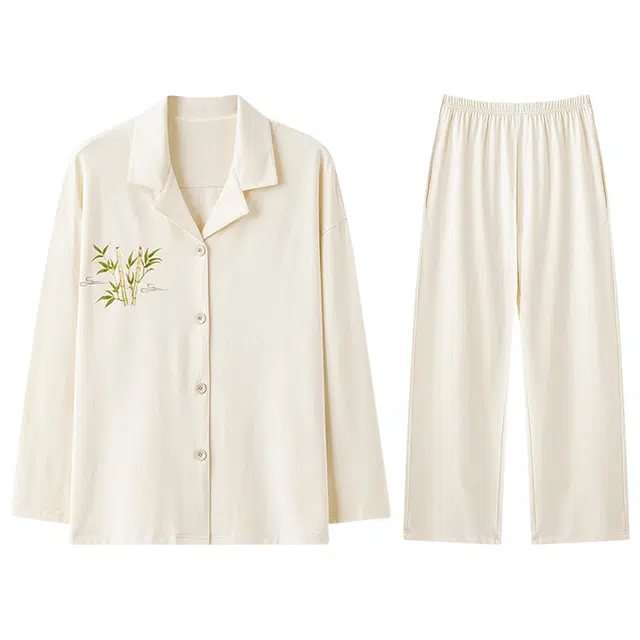兰缪 薄款长袖长裤纯色高级感家居服睡衣套装 女款 图片色