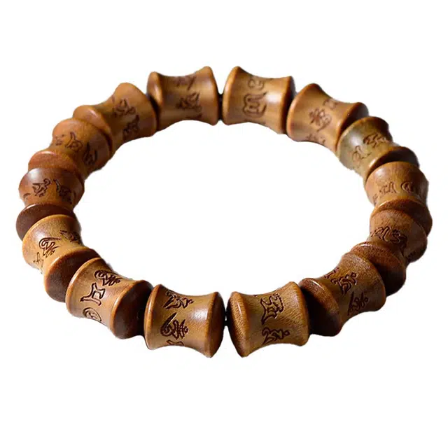 鶄鲤 民族风节节高竹节刻字 绿檀 手串 男女同款情侣款