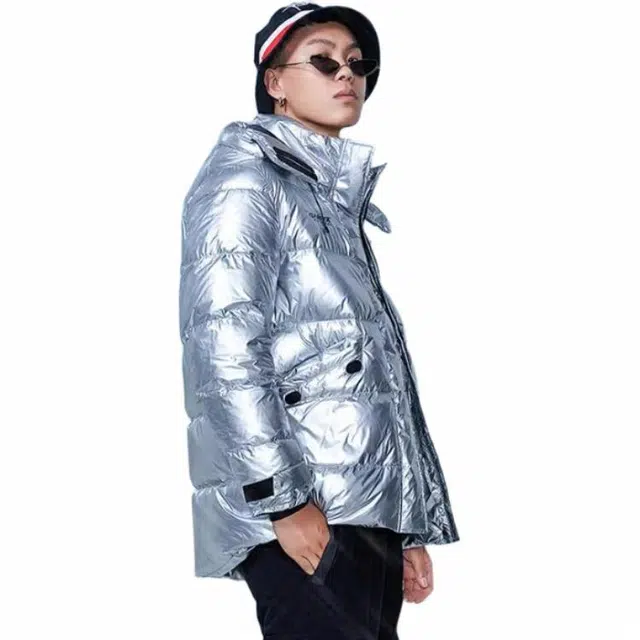 探路者 防风保暖连帽长袖羽绒服 男款 银色