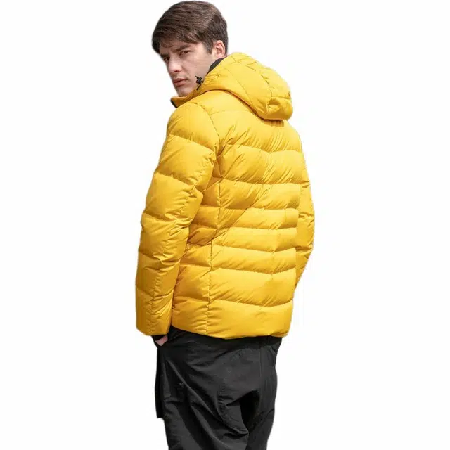 探路者 保暖抗撕裂纯色连帽长袖羽绒服 男款 乔戈里黄