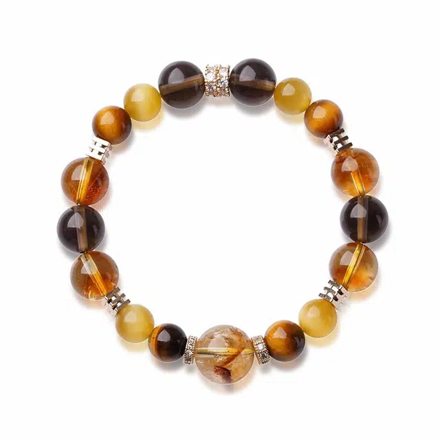 谧月珠宝 金霸大综合 新中式国潮招财纳福转运珠轻奢精致小众创意设计高级感好运 黄水晶 手串 男女同款情侣款