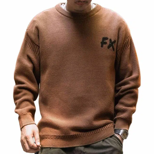 格蓝鹿 复古圆领长袖毛衣 男款