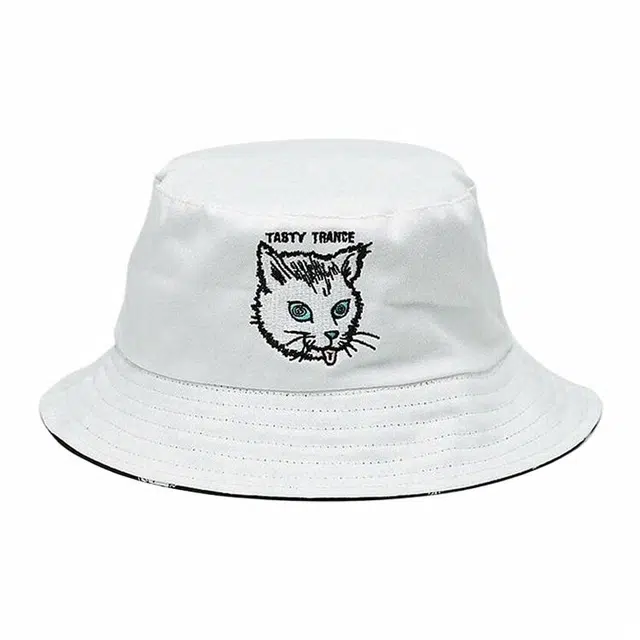 俞兆林 卡通猫头刺绣黑白两面戴户外遮阳遮阳休闲运动风太阳 聚酯纤维 渔夫帽 男女同款情侣款
