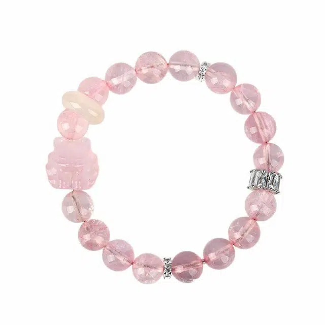 陌阡雪 新中式优雅精致 九尾狐 甜美招桃花小众设计温柔手饰#好运 粉水晶 手串 男女同款情侣款