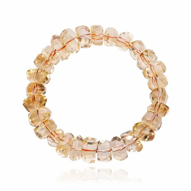 谧月珠宝 新中式国潮收藏级刻面黄晶招财车轮盘珠财富密钥轻奢精致小众优雅高级感好运 黄水晶 手串 男女同款情侣款