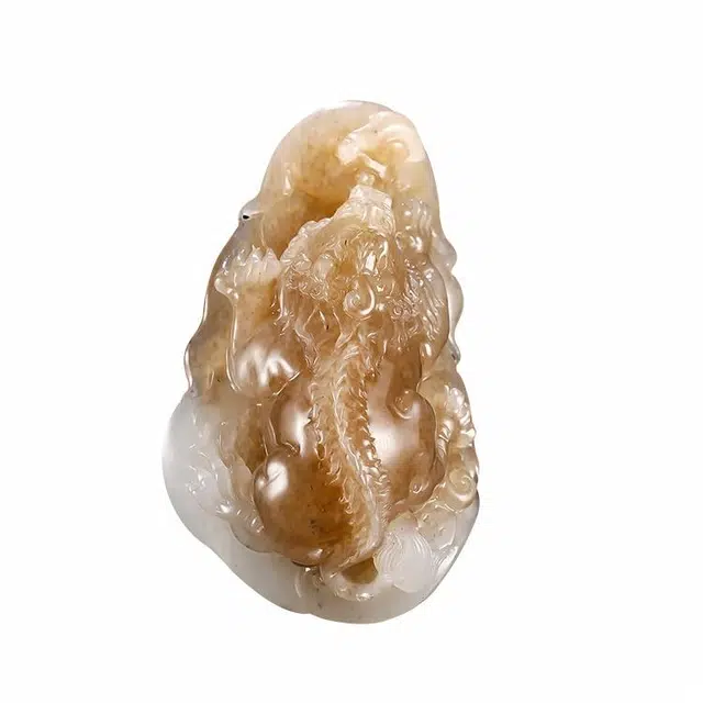 玉说 国风仿古瑞兽貔貅 酱红透水白色 独山玉 玉石摆件雕件 男女同款情侣款
