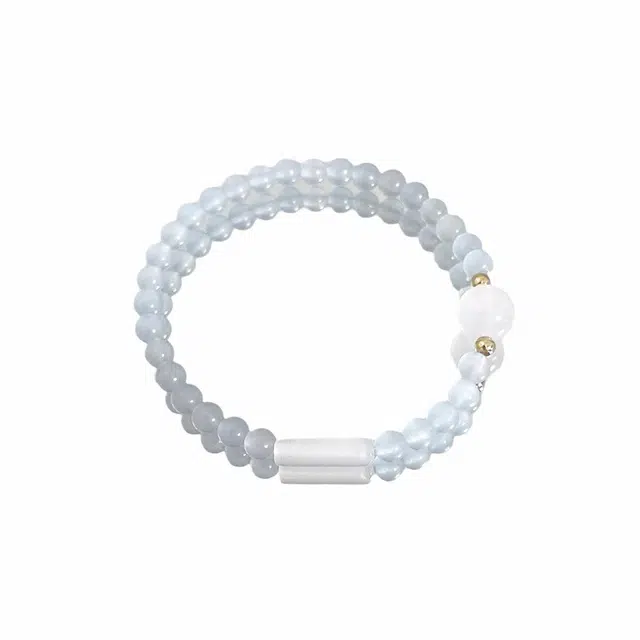 龙弗 治愈之蓝 温柔奶蓝色佳节好运饰品 圆圆满满顺顺利利时来运转温润治愈经典时尚设计百搭显气质清冷氛围感手饰 玉髓 手串 女款