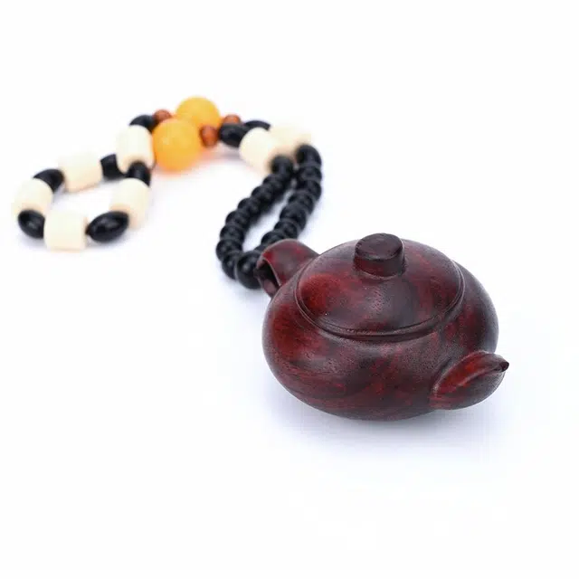 天纵 暴富小茶壶把把壶文玩复古 木雕工艺品随身携带盘玩 打麻将开运吉祥物 檀木 把件 男女同款情侣款