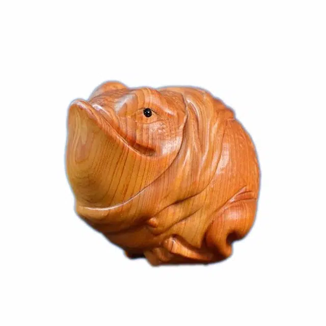 仙友 太行崖柏陈化料金蝉木雕手工雕刻工艺品可爱青蛙挂件招财金蟾吸财兽 柏木 文玩手把件小摆件 男女同款情侣款