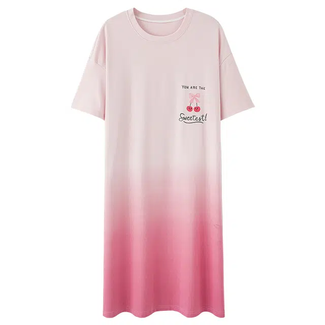 浪莎 带胸垫纯棉透气舒适家居服短袖睡裙 女款