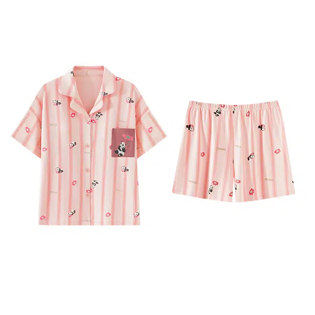 欧诗帛 带胸垫短袖可外穿卡通甜美家居服睡衣套装 女款 图片色